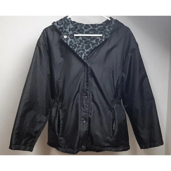 Vintage New Moves Girl's Large 14-16 Black Leopard Jacket Y2K - Picture 1 of 9
